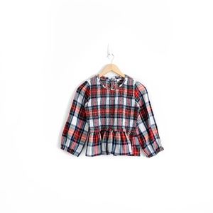 Crewcuts Ruffle Peplum Top in Snowy Stewart Tartan